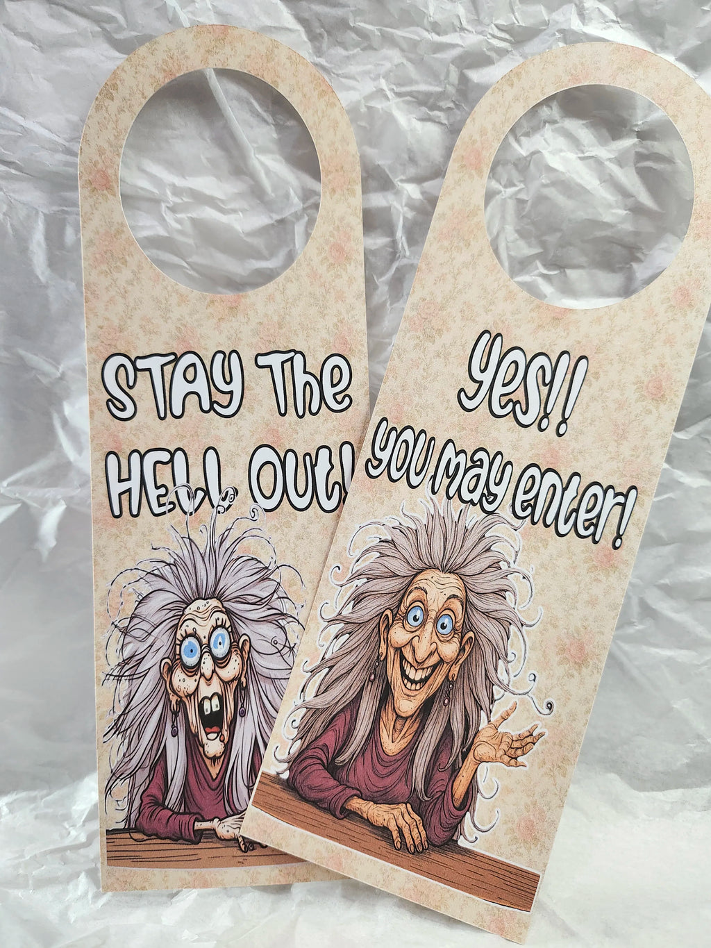 Grumpy Old Lady Door Hanger – Double‑Sided – Silhouette Studio SVG