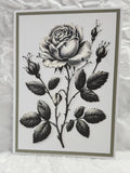 Black and White Rose Greeting Card – 5 × 7 Layered – Silhouette Studio SVG – Digital Download