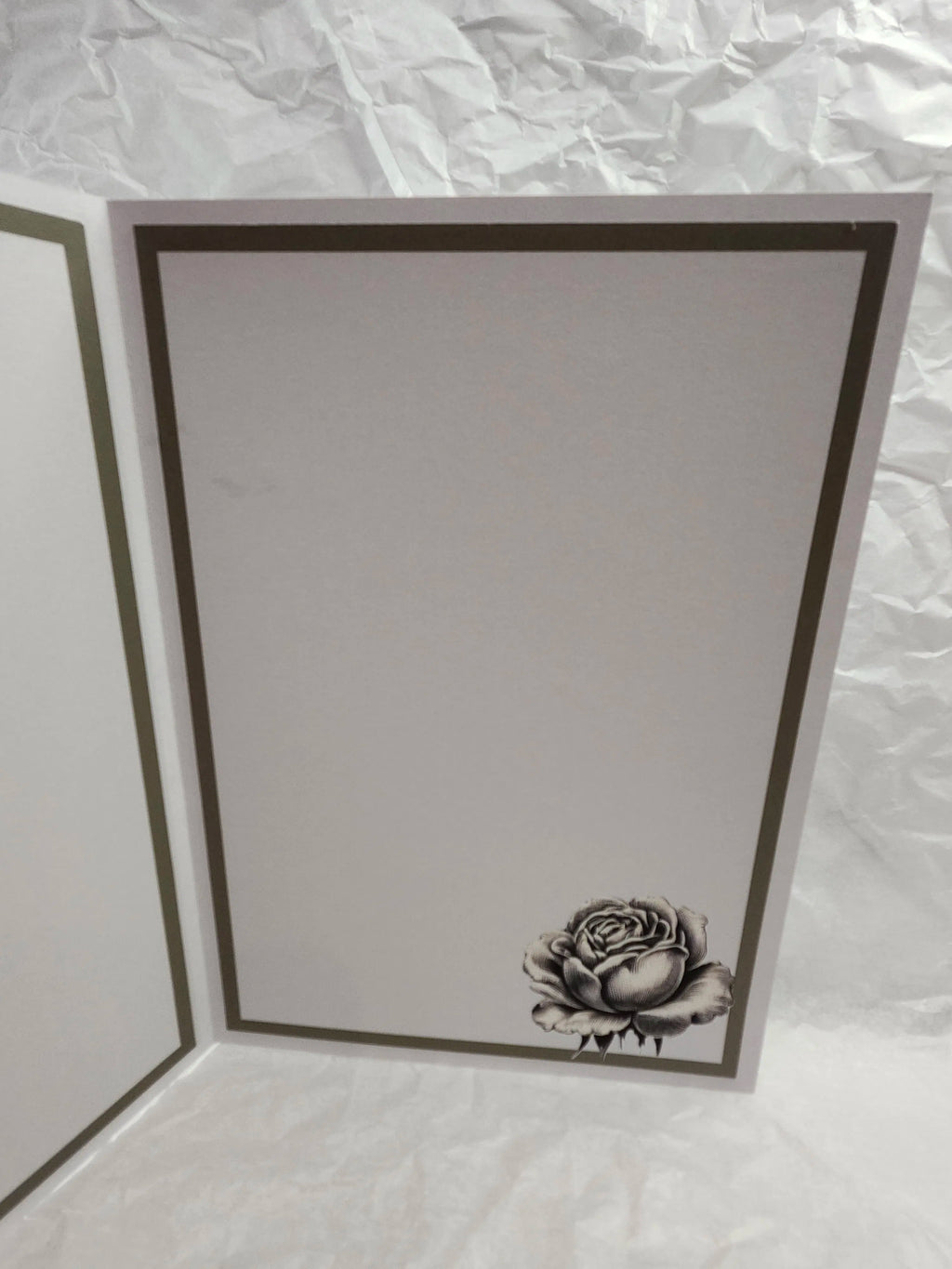 Black and White Rose Greeting Card – 5 × 7 Layered – Silhouette Studio SVG – Digital Download