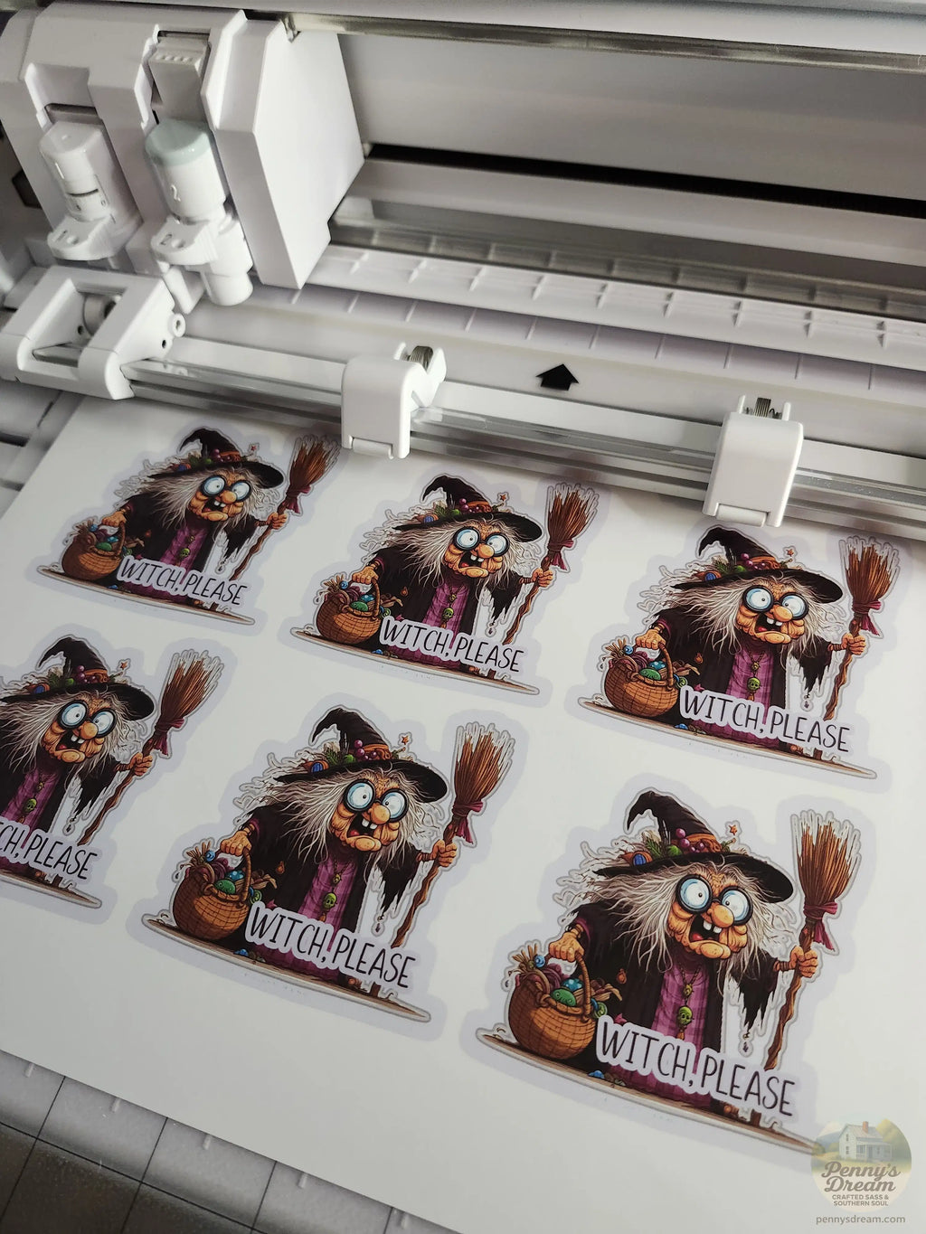 Printable Halloween Sticker Sheet – "Witch, Please" Die-Cut SVG, PNG Digital Download