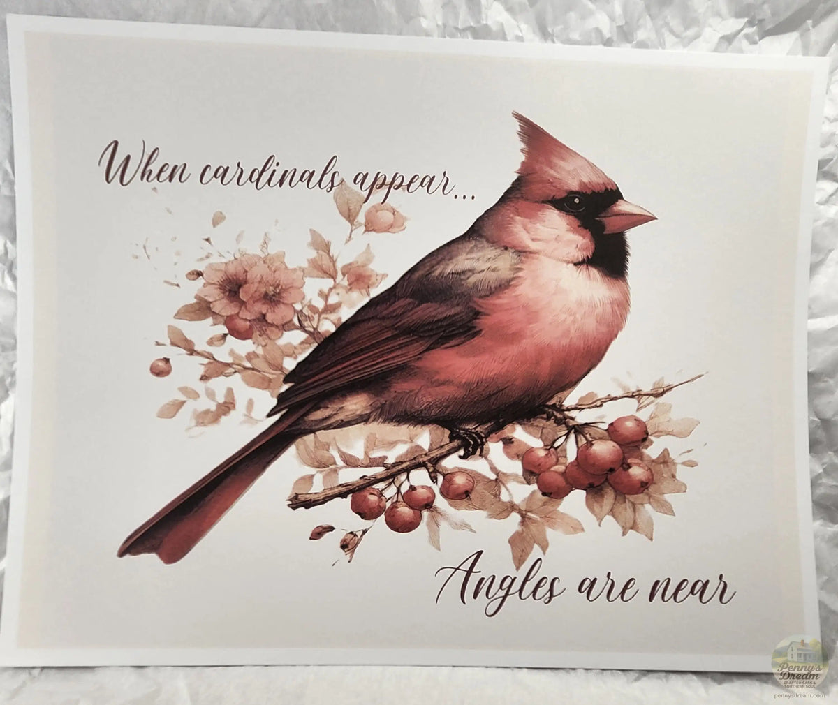 When Cardinals Appear Angels Are Near Printable Sign, Red Cardinal Wall Art, Memorial Sympathy Gift, Remembrance Quote Home Decor, 8x10 Mat Print