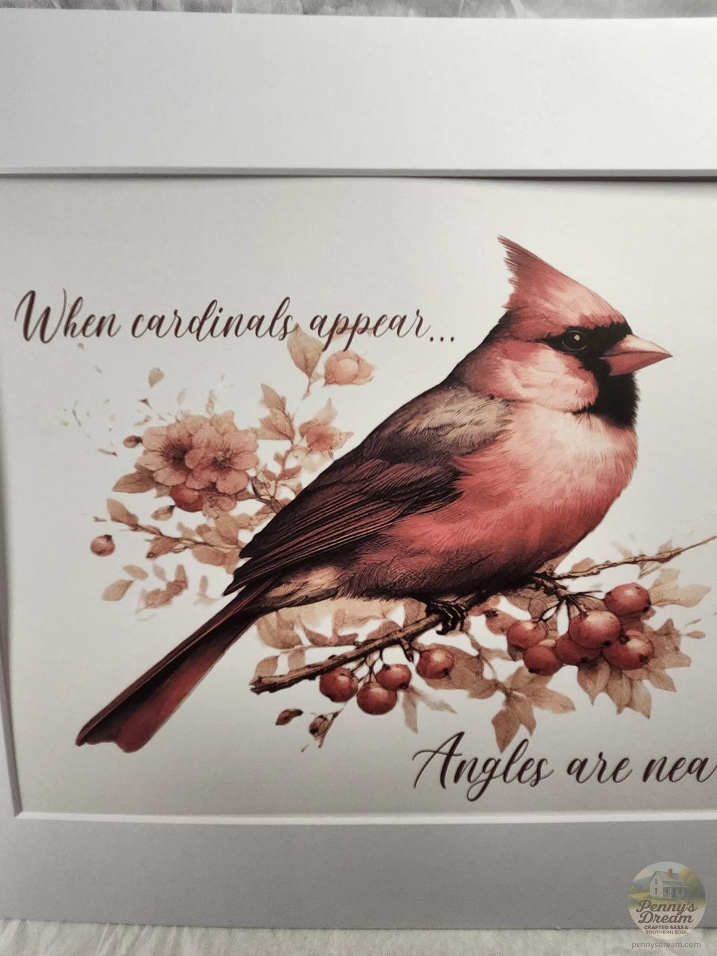 When Cardinals Appear Angels Are Near Printable Sign, Red Cardinal Wall Art, Memorial Sympathy Gift, Remembrance Quote Home Decor, 8x10 Mat Print