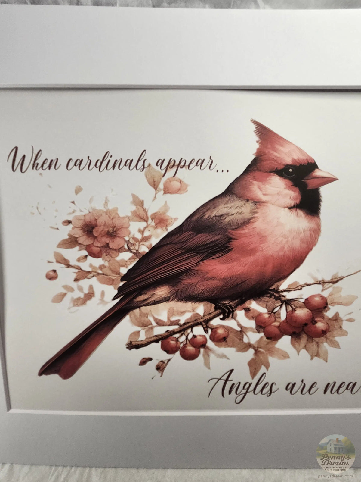 When Cardinals Appear Angels Are Near Printable Sign, Red Cardinal Wall Art, Memorial Sympathy Gift, Remembrance Quote Home Decor, 8x10 Mat Print