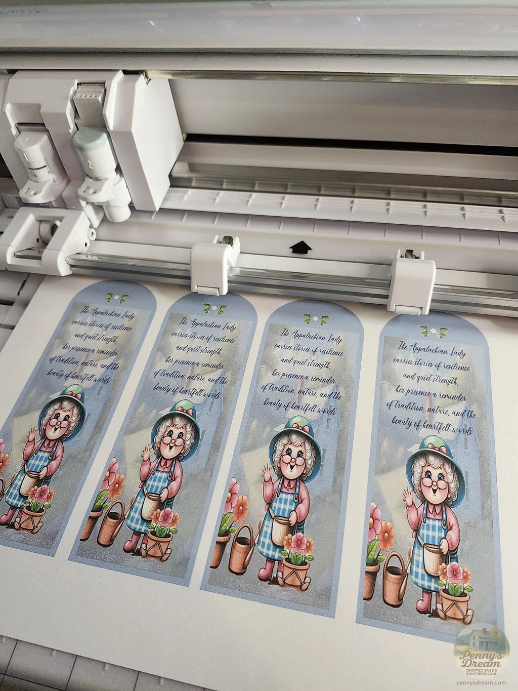 The Appalachian Lady Bookmark Sheet Digital Download, Printable 2x6 Bookmarks SVG PNG, Double Sided Appalachian Folk Art Bookmark Template, Silhouette Studio Cut File