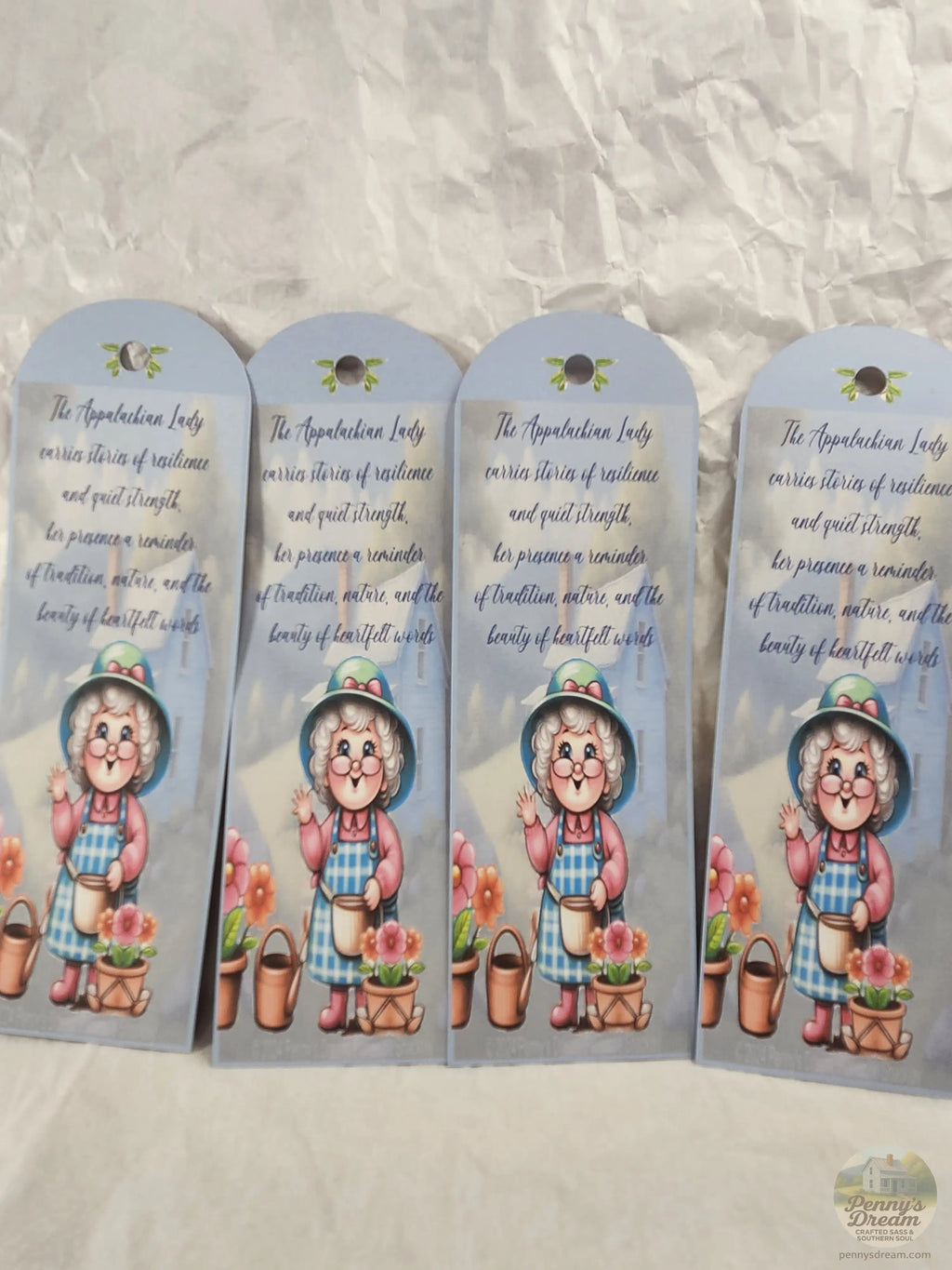 The Appalachian Lady Bookmark Sheet Digital Download, Printable 2x6 Bookmarks SVG PNG, Double Sided Appalachian Folk Art Bookmark Template, Silhouette Studio Cut File