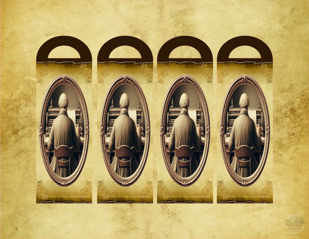 Antiqued Portrait Printable Bookmark Sheet (BM 702)