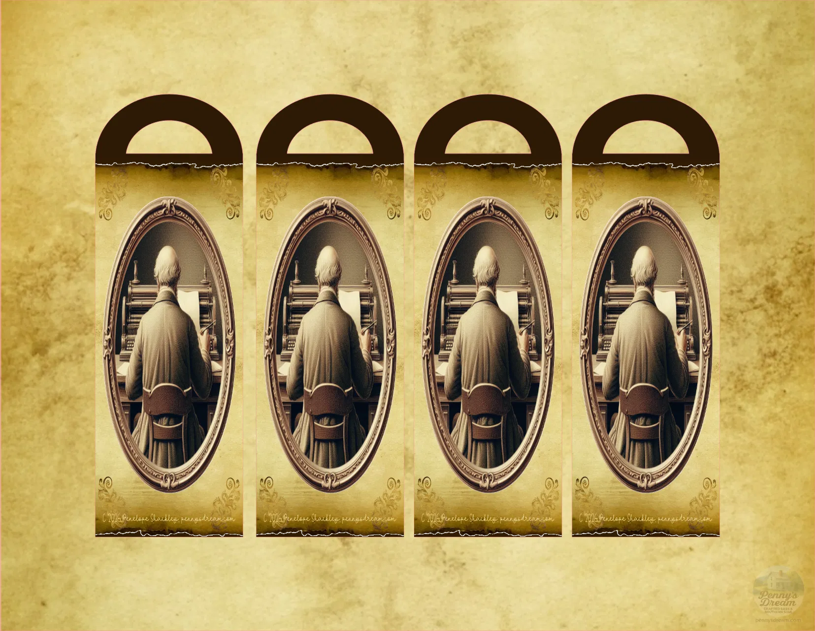 Antiqued Portrait Printable Bookmark Sheet (BM 702)