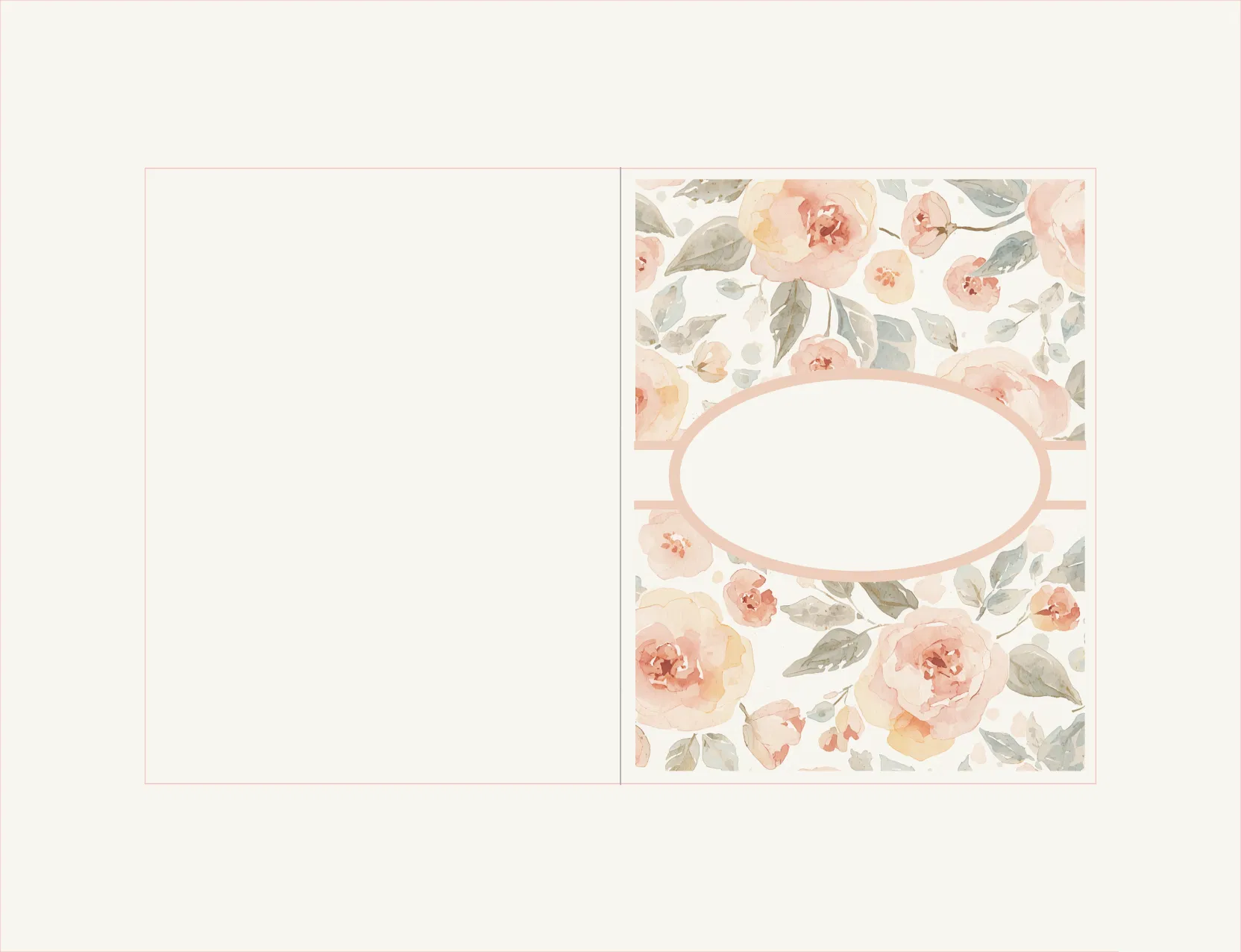 Floral design with a central oval frame on a white background