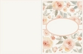 Floral design with a central oval frame on a light background