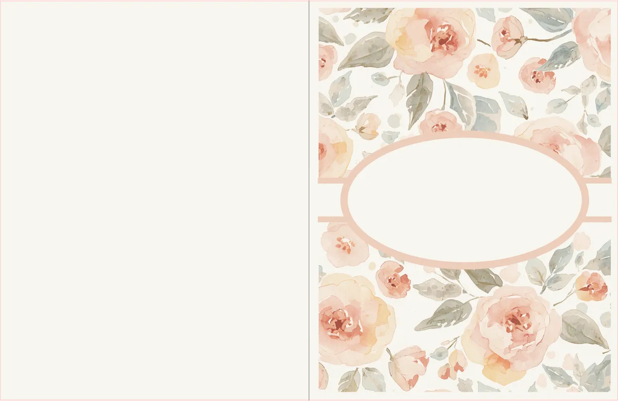 Floral design with a central oval frame on a light background