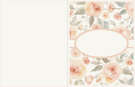 Floral design with a central oval frame on a light background