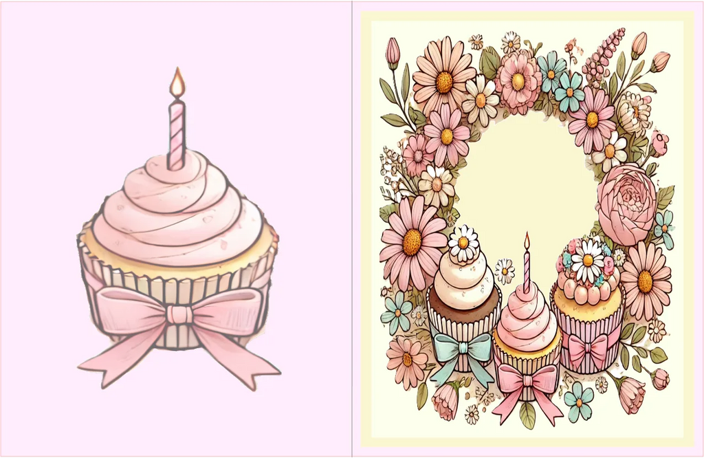 Birthday Cupcake Notecard – A2 Card – Digital File (SVG for Silhouette Studio)