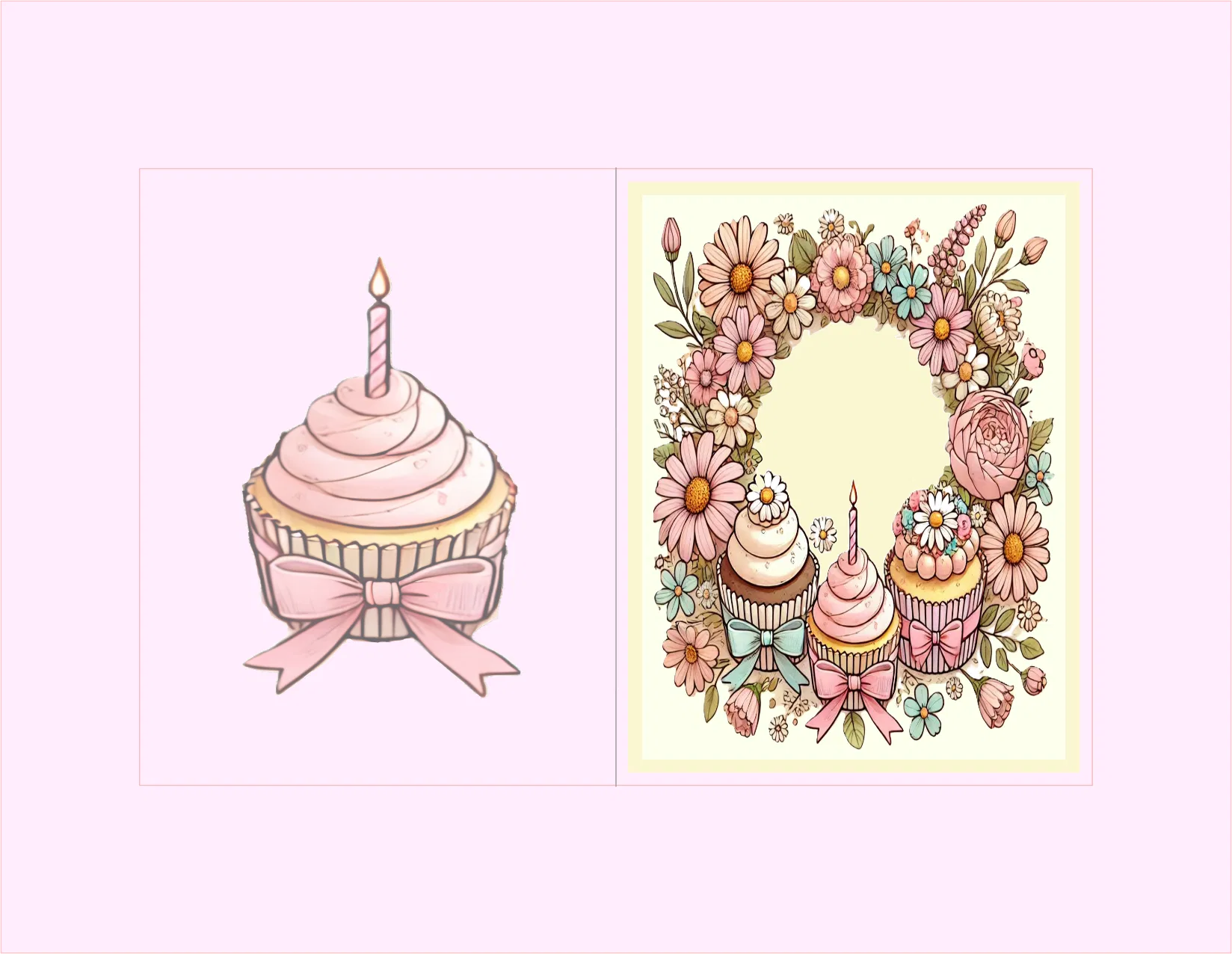 Birthday Cupcake Notecard – A2 Card – Digital File (SVG for Silhouette Studio)