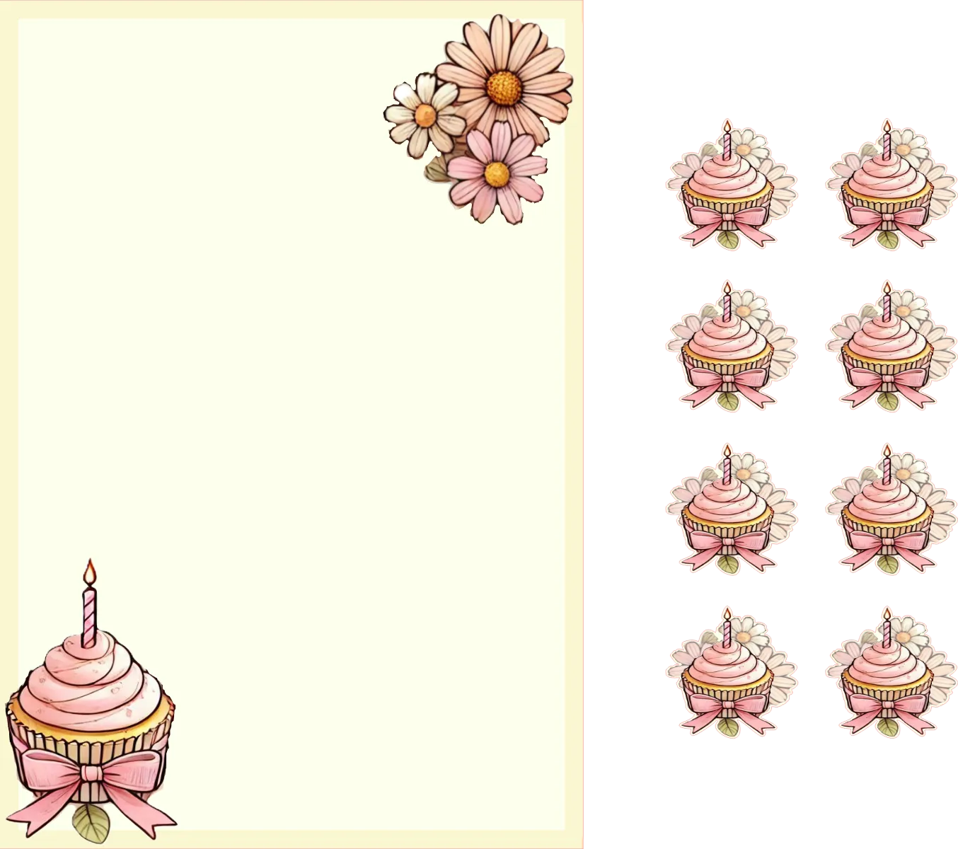 Birthday Cupcake Writing Set – Digital File (SVG for Silhouette Studio)
