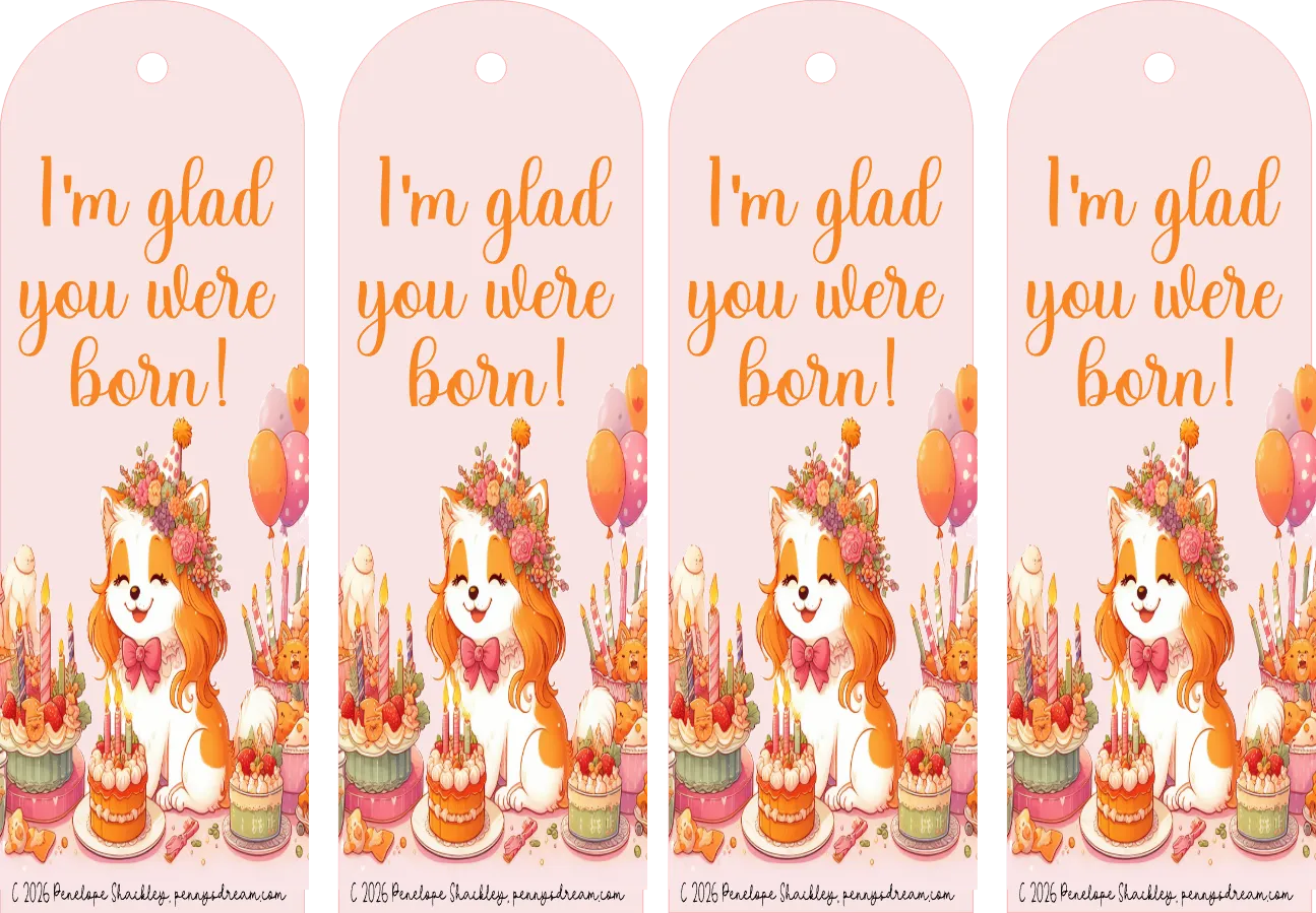 I’m Glad You Were Born Bookmark Sheet – Digital File (SVG for Silhouette Studio)