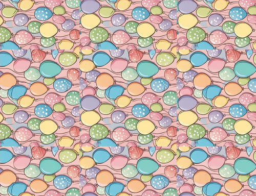 Pattern of colorful balloons on a pink background