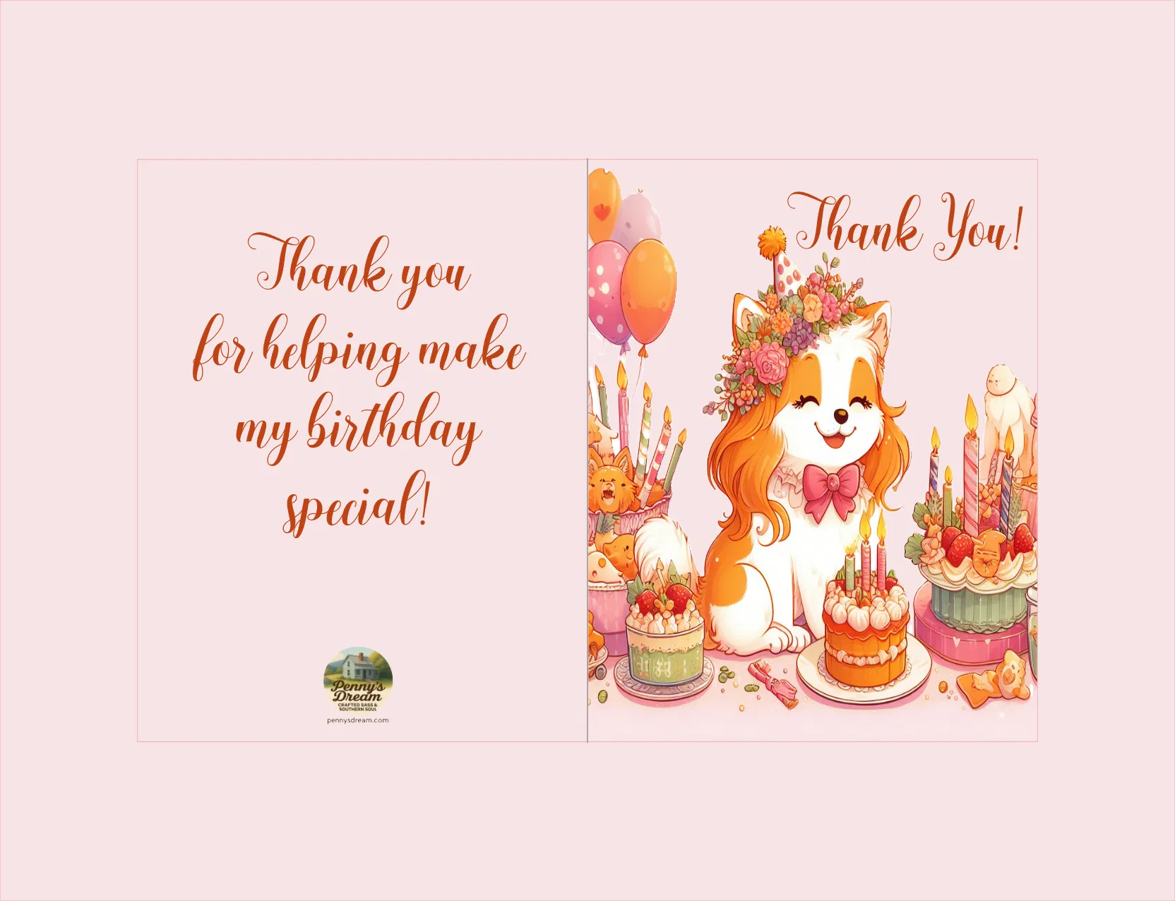 Birthday Pup Thank‑You Card – A2 Size – Silhouette Studio SVG