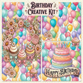 Birthday Creative Kit – 5x7 Card Base, Clipart, Frames, Pattern Paper – SVG and PNG Digital Download