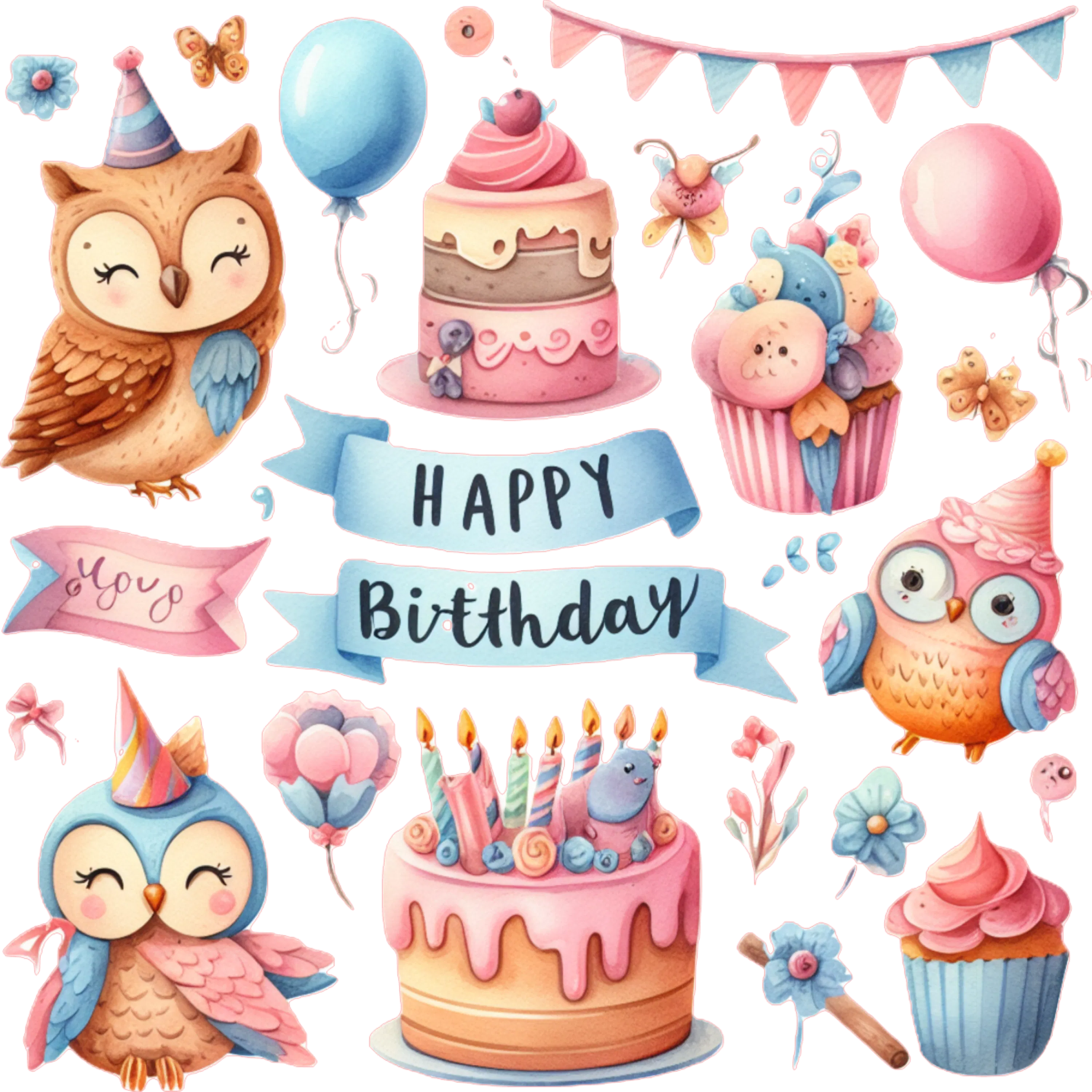 Birthday Creative Kit – 5x7 Card Base, Clipart, Frames, Pattern Paper – SVG and PNG Digital Download
