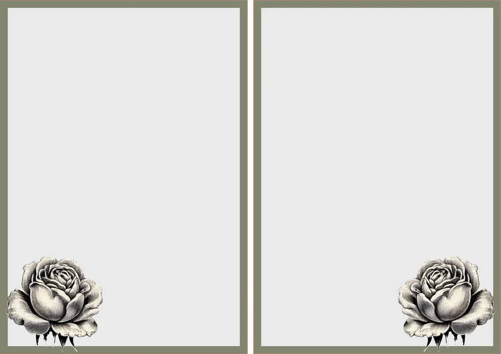 Black and White Rose Greeting Card – 5 × 7 Layered – Silhouette Studio SVG – Digital Download