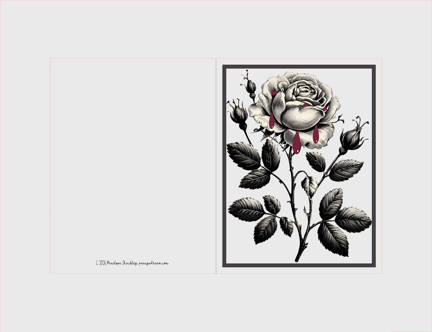 Bleeding Rose — A2 Notecard — Digital Download