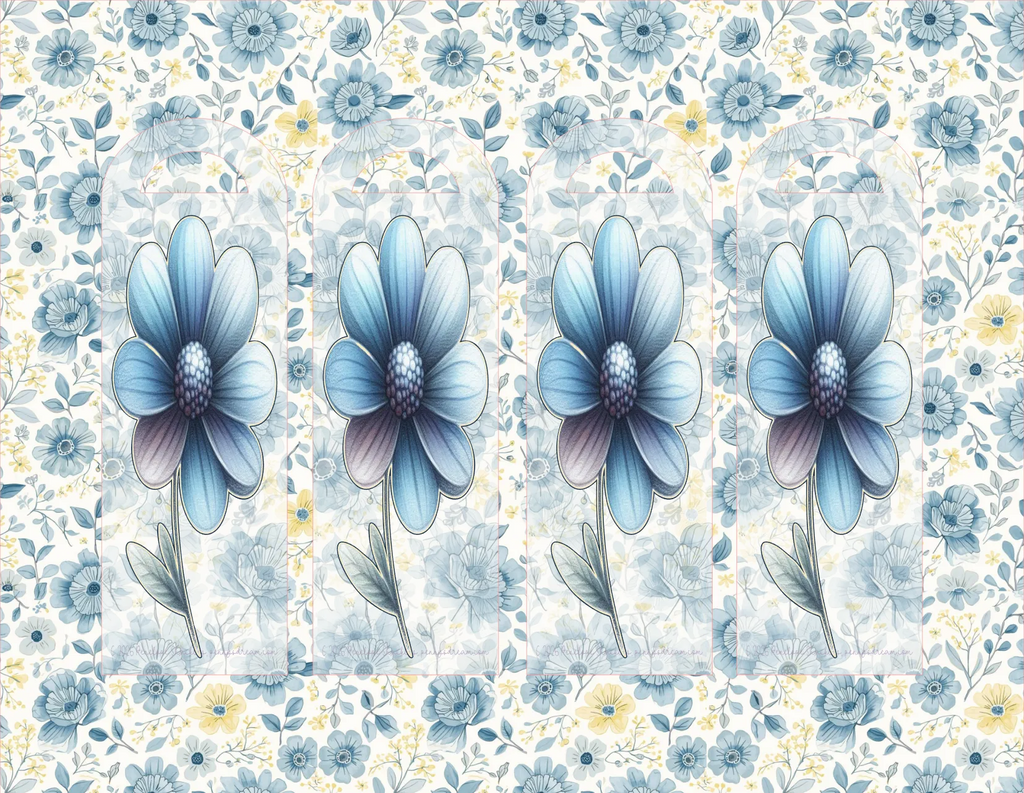 Pattern of blue flowers on a light background