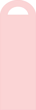 Rectangular pink object with a circular cutout on a light pink background
