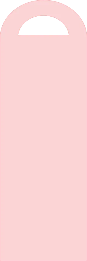 Rectangular pink object with a circular cutout on a light pink background