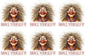 Six identical cartoon characters with exaggerated features and text 'BRACE YOURSELF!!' on a white background.