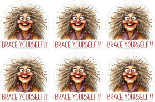Six identical cartoon characters with exaggerated features and text 'BRACE YOURSELF!!' on a white background.