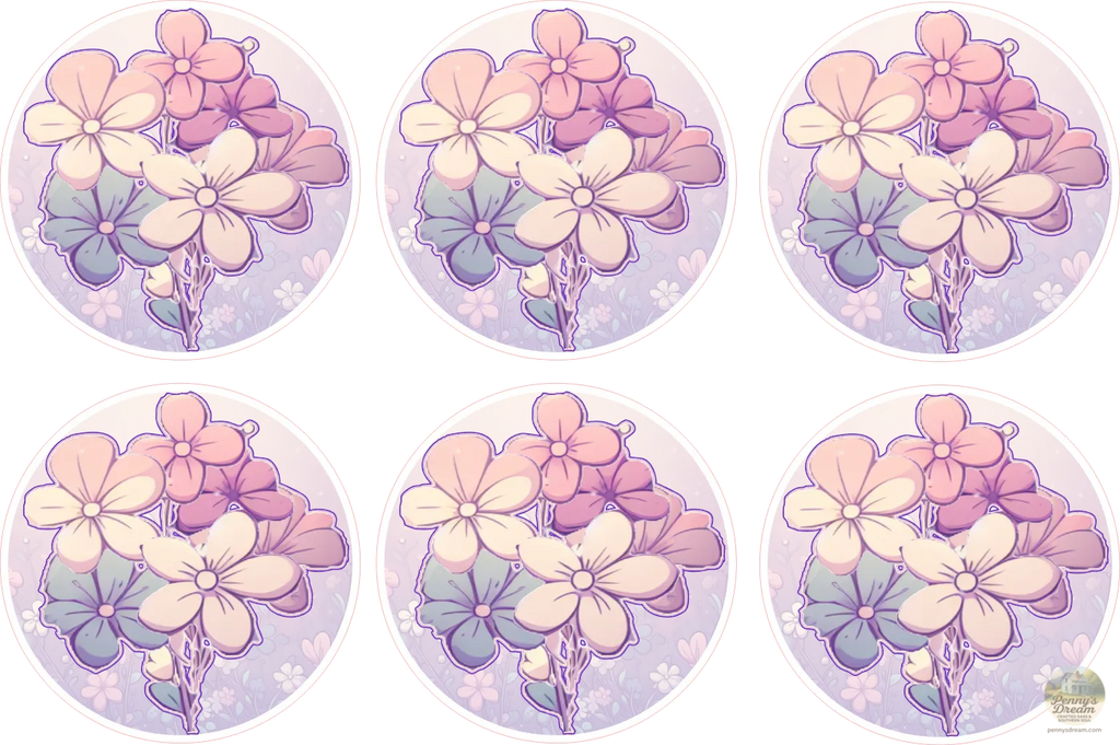 Bunch of Flowers Sticker Sheet, Digital Download, PNG SVG