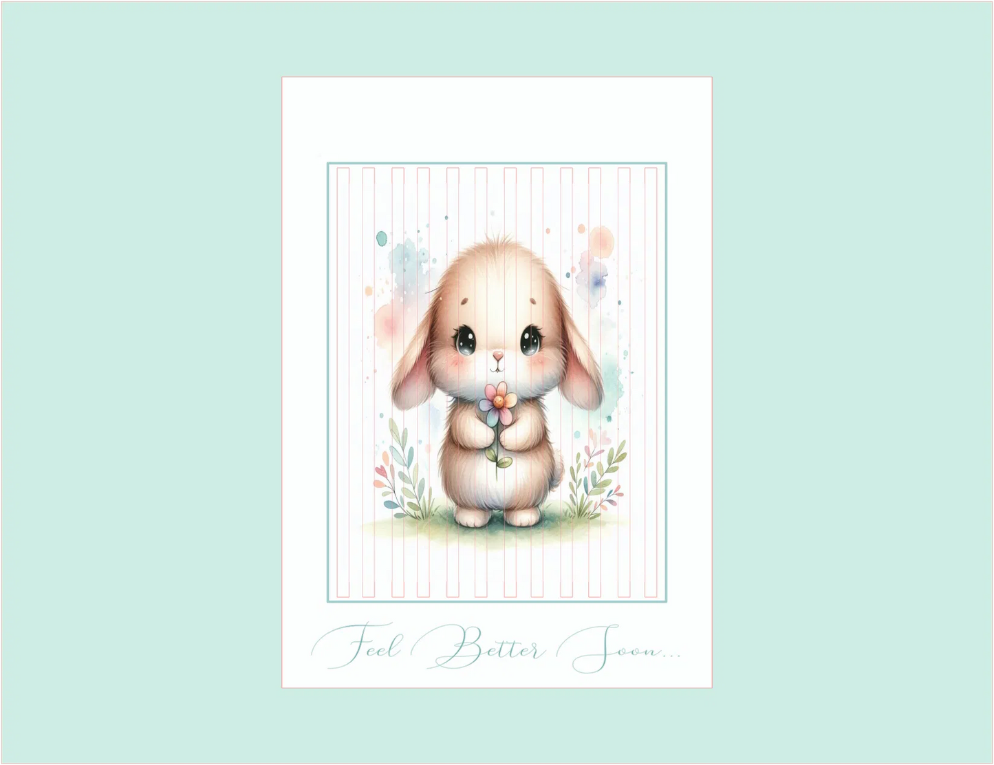 Bunny Hugs Get Well Card — 5 × 7 Layered Eclipse Card — Digital Download