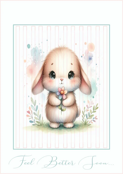 Bunny Hugs Get Well Card — 5 × 7 Layered Eclipse Card — Digital Download