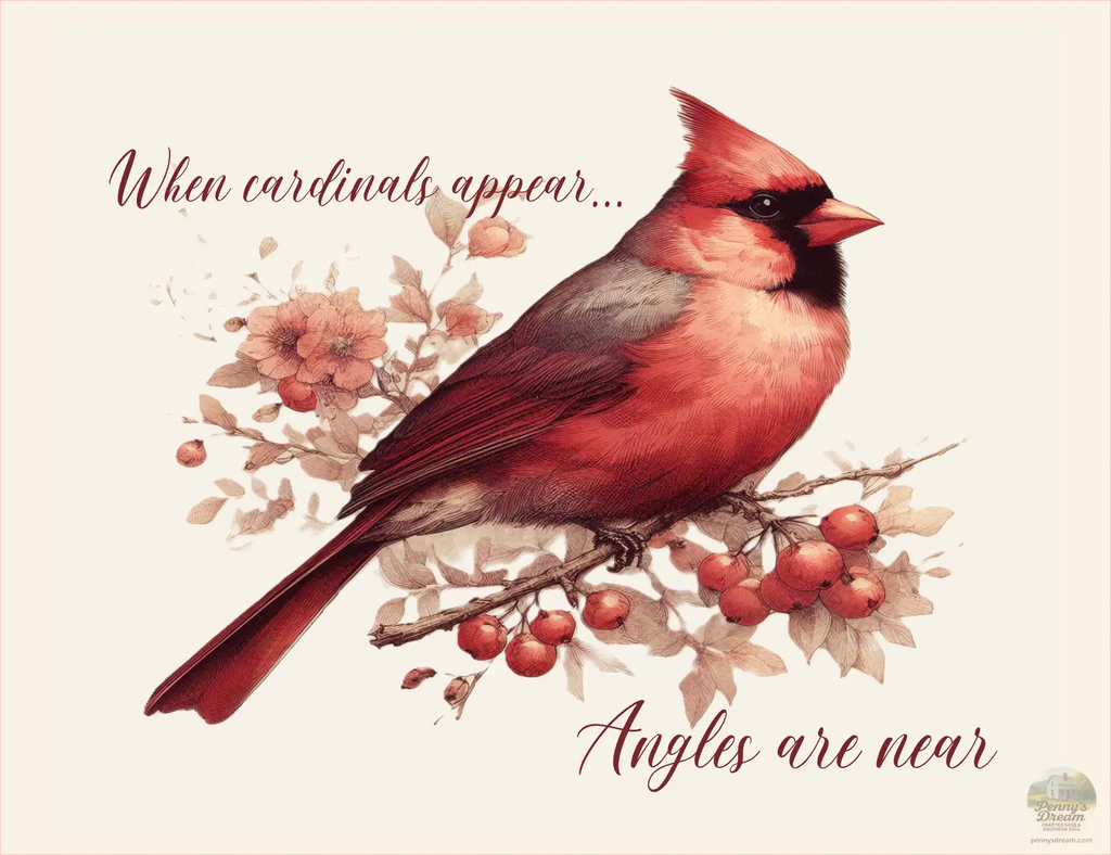 When Cardinals Appear Angels Are Near Printable Sign, Red Cardinal Wall Art, Memorial Sympathy Gift, Remembrance Quote Home Decor, 8x10 Mat Print