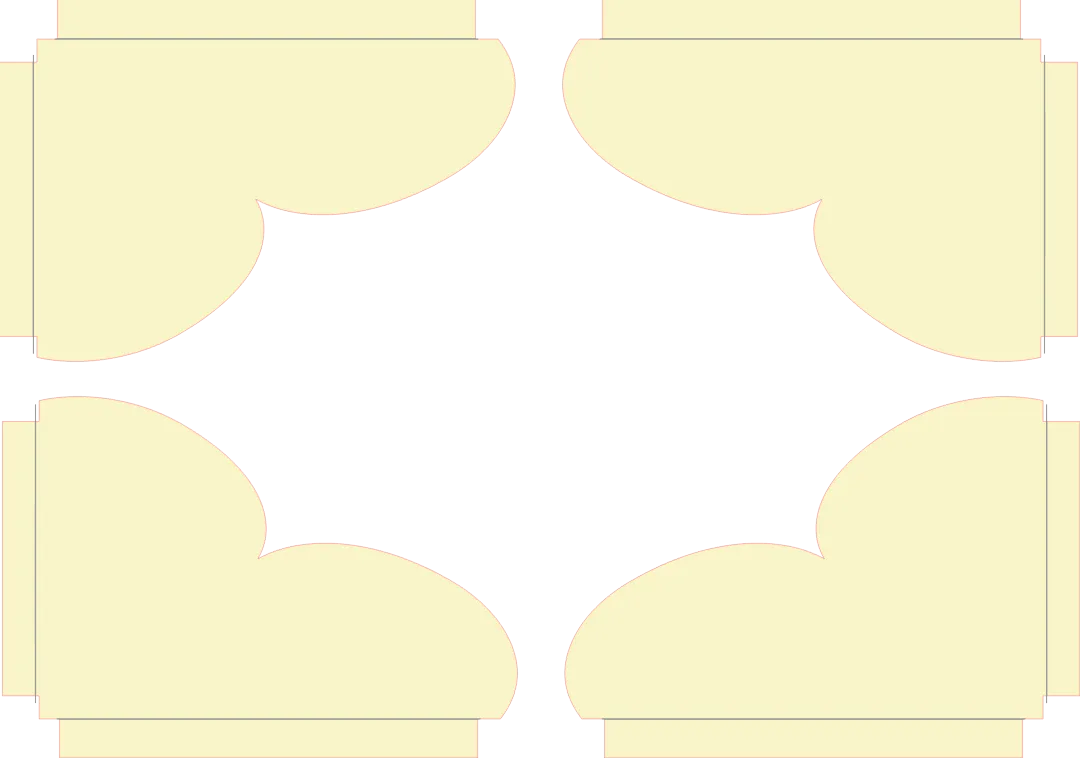 Set of yellow shoebox templates on a white background