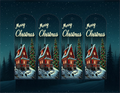 Five identical Christmas bookmarks with a snowy cabin and 'Merry Christmas' text against a night sky.