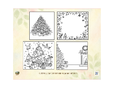 Set of black and white Christmas-themed stamps on a light background