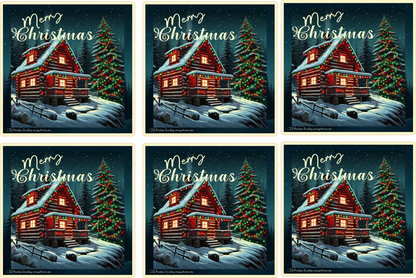 Merry Christmas Cabin — Sticker Sheet — Digital Download