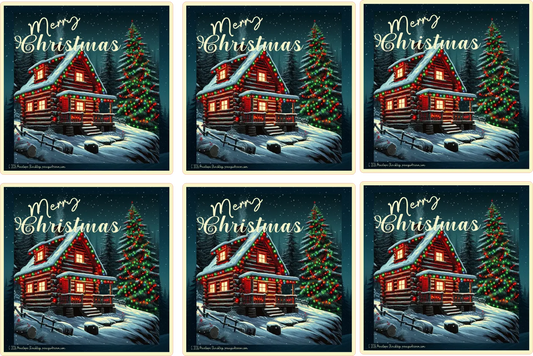 Merry Christmas Cabin — Sticker Sheet — Digital Download