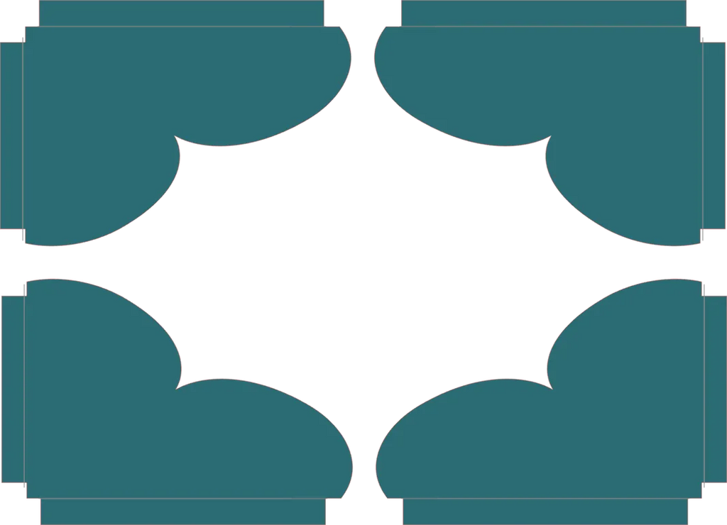 Teal geometric pattern on a white background