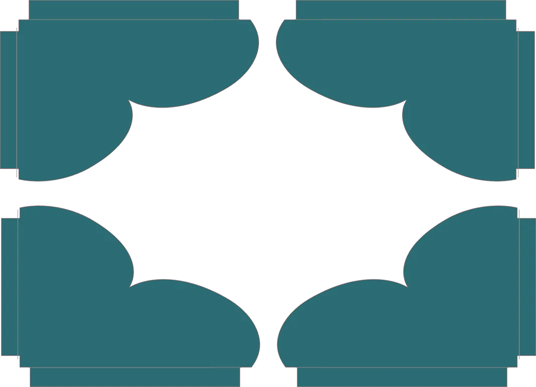 Teal geometric pattern on a white background