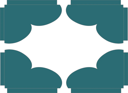 Teal geometric pattern on a white background