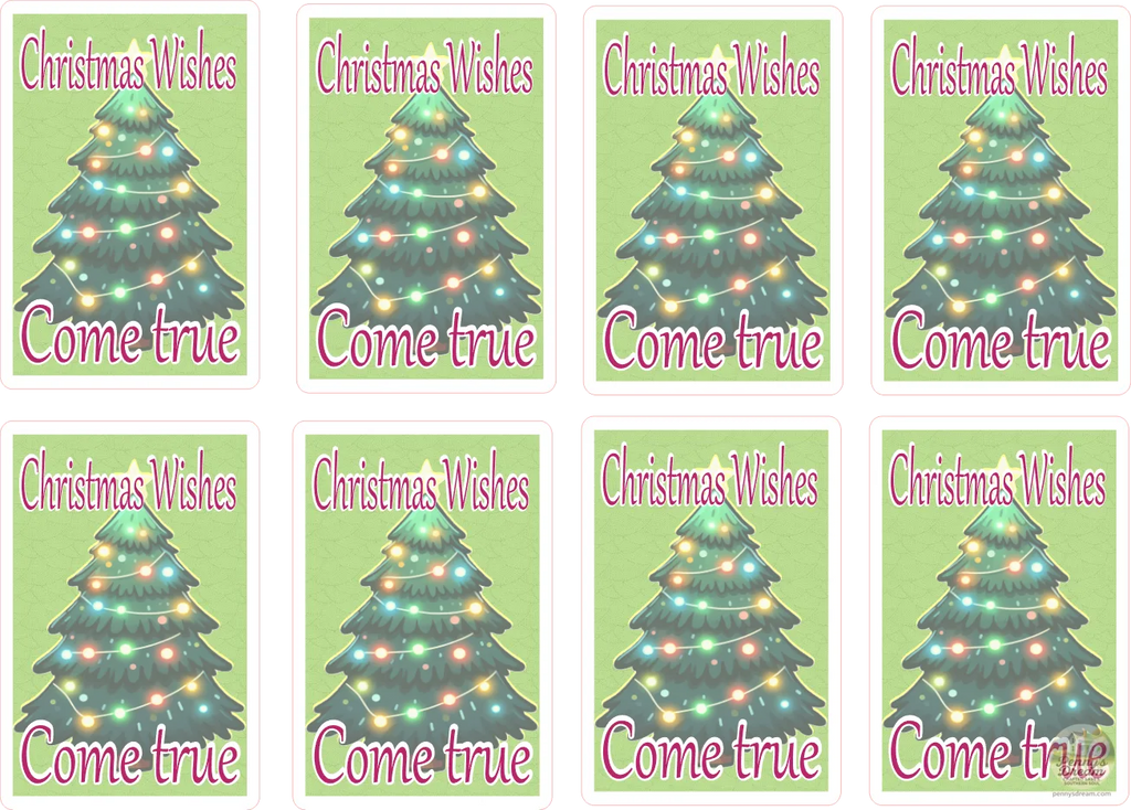 Christmas Wishes Come True Sticker Sheet, Digital Download, PNG SVG
