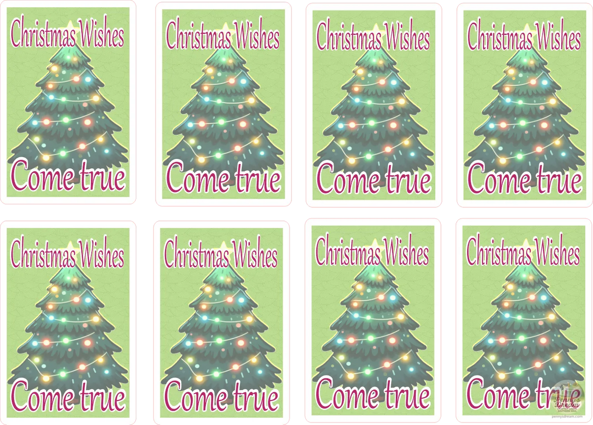 Christmas Wishes Come True Sticker Sheet, Digital Download, PNG SVG