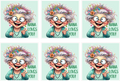 Six identical cartoon images of a happy grandma with colorful hair and glasses, accompanied by the text 'Nana loves you!' on a light blue background.