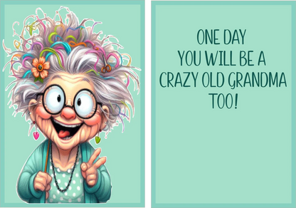 Crazy Grandma Card — 5 × 7 Layered Card — Digital Download