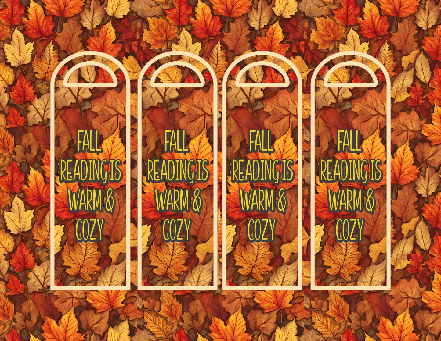 Fall Reading Is Warm and Cozy — Bookmark Sheet — Digital Download