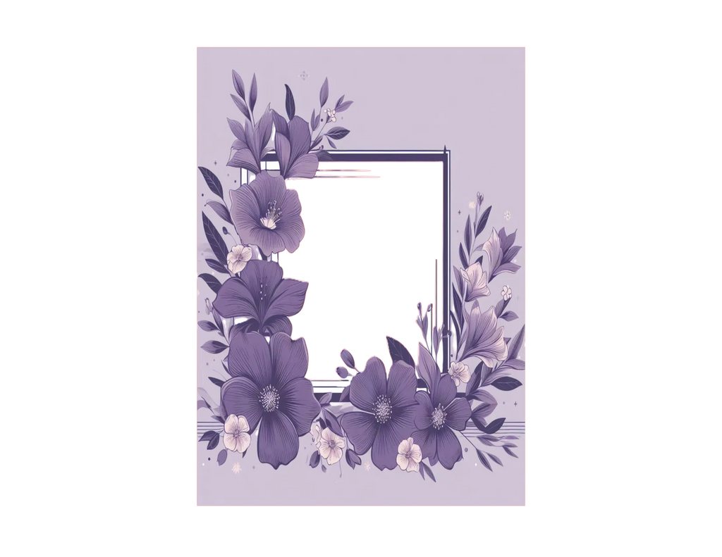 Floral design with purple flowers on a light purple background