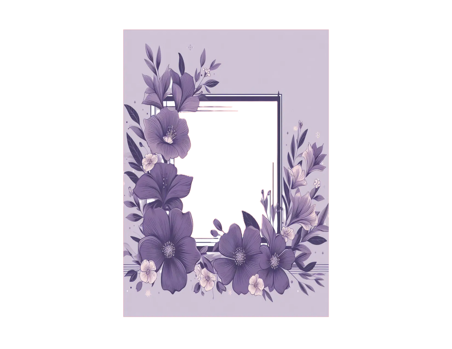 Floral design with purple flowers on a light purple background