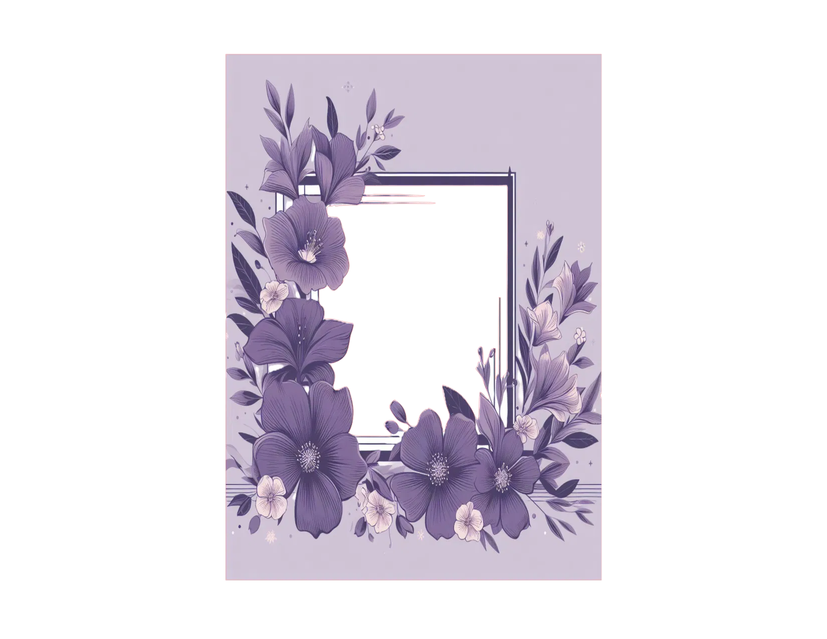Floral design with purple flowers on a light purple background